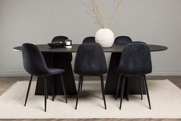 Oval matgrupp Venture Home Svart - Møbler - Borde - Spisebordssæt