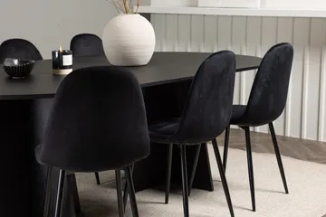 Oval matgrupp Venture Home Svart - Møbler - Borde - Spisebordssæt