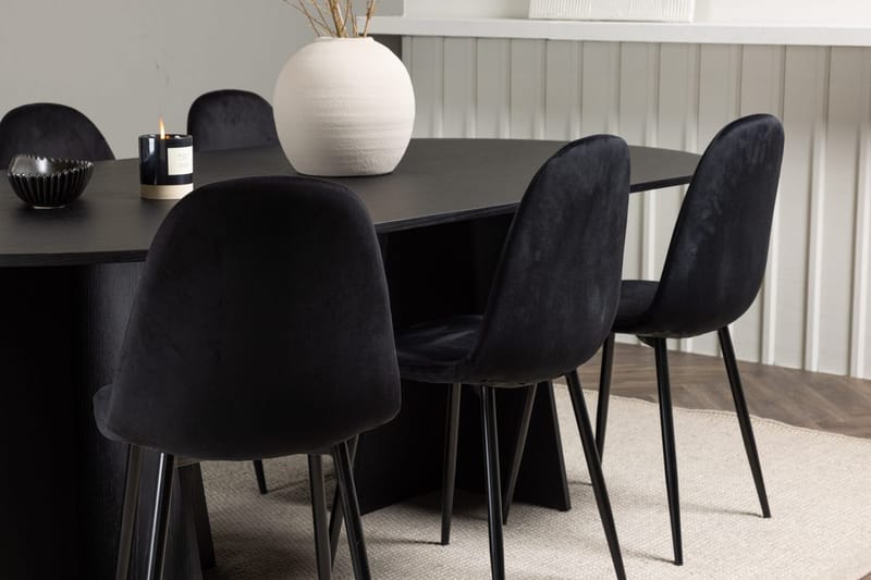Oval matgrupp Venture Home Svart - Møbler - Borde - Spisebordssæt