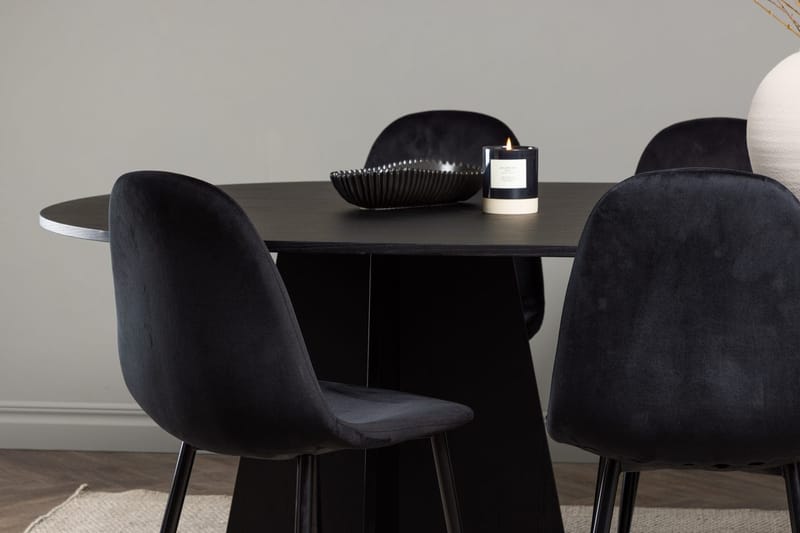 Oval matgrupp Venture Home Svart - Møbler - Borde - Spisebordssæt