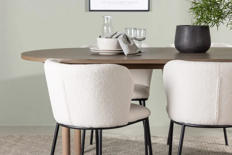 Oval matgrupp Venture Home Vit Natur 4st - Møbler - Borde - Spisebordssæt