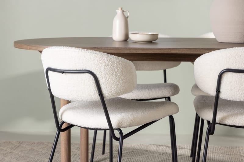 Oval matgrupp Venture Home Vit Natur 4st - Møbler - Borde - Spisebordssæt