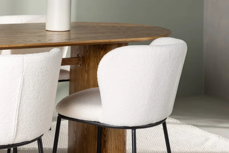 Oval matgrupp Venture Home Vit Natur 4st - Møbler - Borde - Spisebordssæt