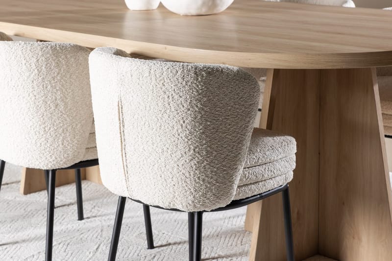 Oval matgrupp Venture Home Vit Natur 6st - Møbler - Borde - Spisebordssæt