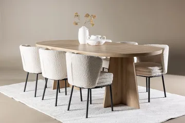 Oval matgrupp Venture Home Vit Natur 6st - Møbler - Borde - Spisebordssæt