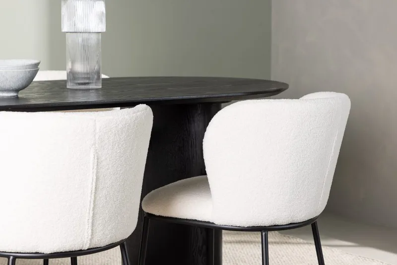 Oval matgrupp Venture Home Vit Svart 4st - Møbler - Borde - Spisebordssæt