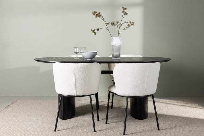 Oval matgrupp Venture Home Vit Svart 4st