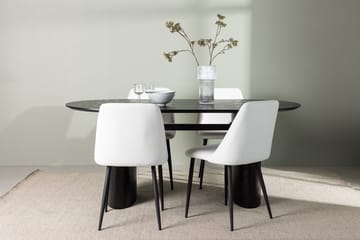 Oval matgrupp Venture Home Vit Svart 4st - Møbler - Borde - Spisebordssæt