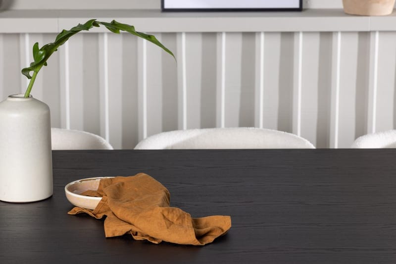 Oval matgrupp Venture Home Vit Svart 6st - Møbler - Borde - Spisebordssæt
