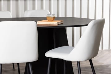 Oval matgrupp Venture Home Vit Svart 6st - Møbler - Borde - Spisebordssæt
