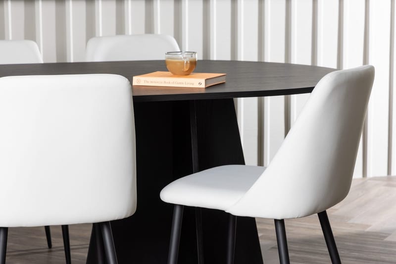 Oval matgrupp Venture Home Vit Svart 6st - Møbler - Borde - Spisebordssæt
