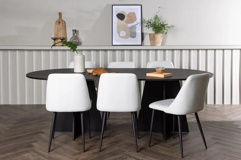 Oval matgrupp Venture Home Vit Svart 6st