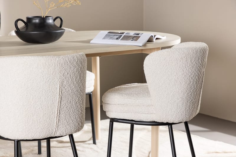 Oval matgrupp Venture Home Vit Vitputsad 4st - Møbler - Borde - Spisebordssæt