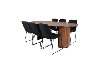 Oval spisebordssæt Bianca, Muce - 200x90x75 - Møbler - Borde - Spisebordssæt