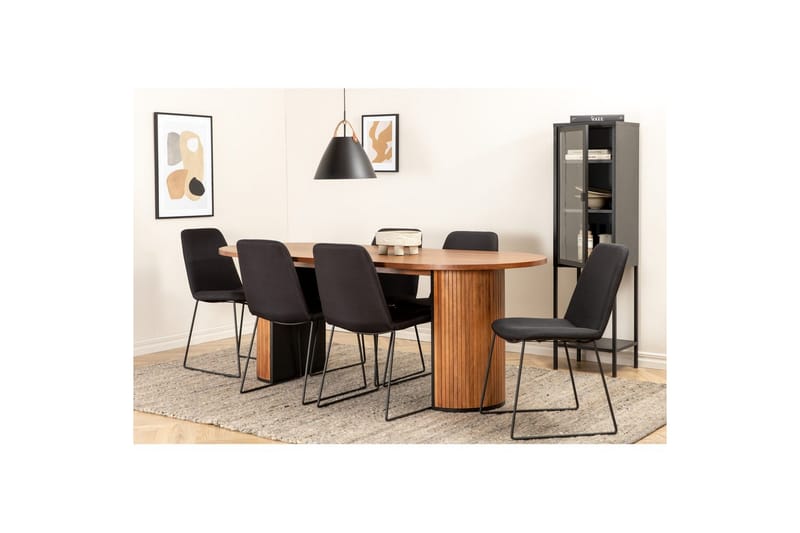 Oval spisebordssæt Bianca, Muce - 200x90x75 - Møbler - Borde - Spisebordssæt