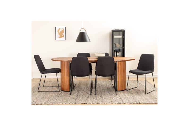 Oval spisebordssæt Bianca, Muce - 200x90x75 - Møbler - Borde - Spisebordssæt