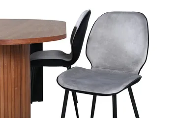 Oval spisegruppe Venture Home Bianca, Emma Natur - valnøddefarvet, lysegrå, sort - Møbler - Borde - Spisebordssæt