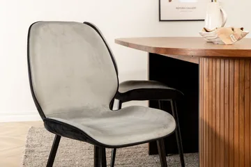 Oval spisegruppe Venture Home Bianca, Emma Natur - valnøddefarvet, lysegrå, sort - Møbler - Borde - Spisebordssæt
