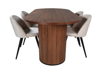Oval spisegruppe Venture Home Bianca, Velvet Mørkt træ - Møbler - Borde - Spisebordssæt
