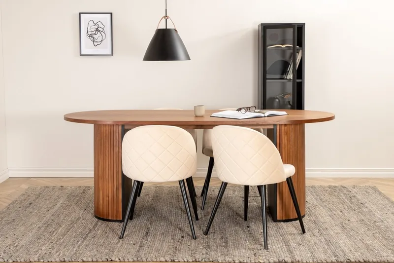 Oval spisegruppe Venture Home Bianca, Velvet Mørkt træ