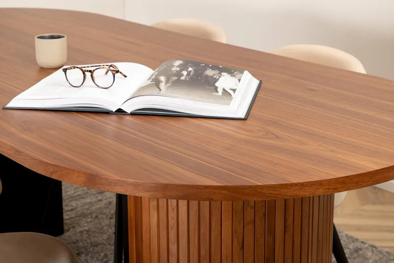 Oval spisegruppe Venture Home Bianca, Velvet Mørkt træ - Møbler - Borde - Spisebordssæt
