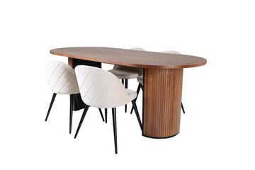 Oval spisegruppe Venture Home Bianca, Velvet Mørkt træ - Møbler - Borde - Spisebordssæt