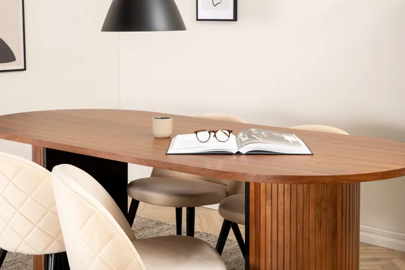 Oval spisegruppe Venture Home Bianca, Velvet Mørkt træ - Møbler - Borde - Spisebordssæt
