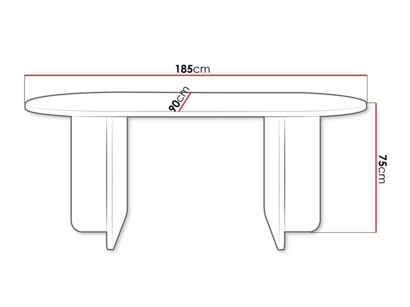 Ovren spisebord 185 cm - beige - Møbler - Borde - Spisebord og køkkenbord