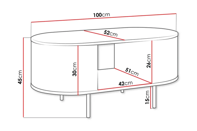 Pantego Sofabord 100x52 cm - Brun - Møbler - Borde - Sofabord