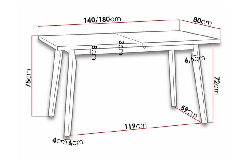 Patrickswell Spisebord 80 cm - Hvid - Spisebord og køkkenbord