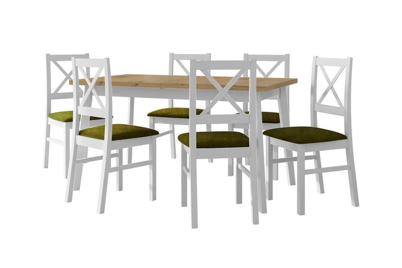Patrickswell Spisegruppe - Hvid/Grøn/Beige - Spisebordssæt