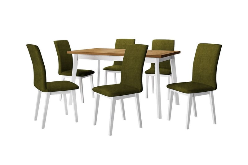 Patrickswell Spisegruppe - Hvid/Grøn/Beige - Spisebordssæt