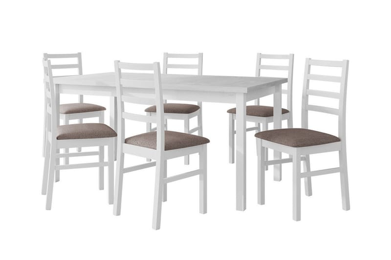 Patrickswell Spisegruppe - Hvid/Mørkegrå - Spisebordssæt