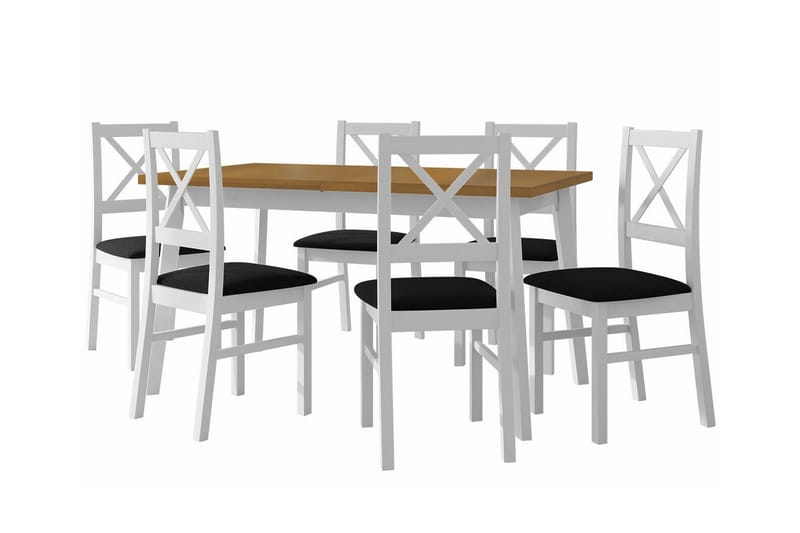 Patrickswell Spisegruppe - Hvid/Sort/Træ - Spisebordssæt