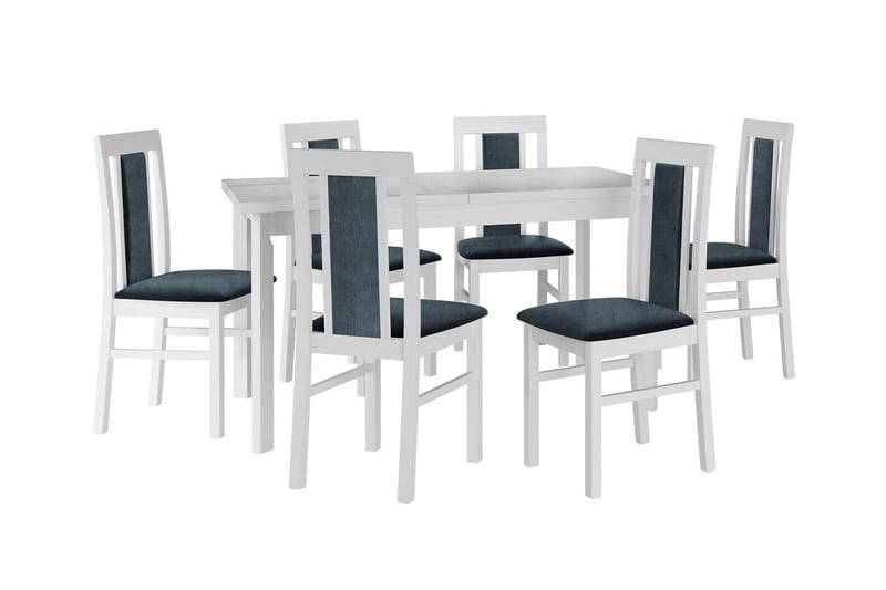 Patrickswell Spisegruppe - Mørkeblå/Hvid - Spisebordssæt