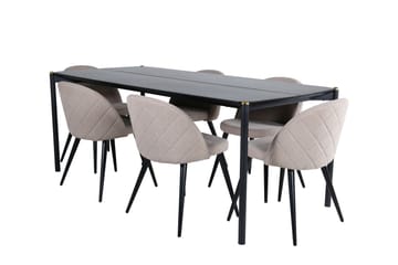 Pelle Spisegruppe 190 cm Rektangulær med 6 Velvet stole