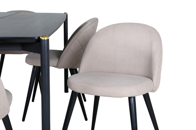 Pelle Spisegruppe 190 cm Rektangulær med 6 Velvet stole - Beige - Møbler - Borde - Spisebordssæt