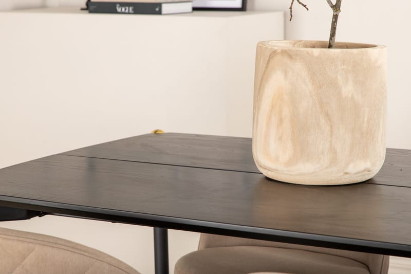 Pelle Spisegruppe 190 cm Rektangulær med 6 Velvet stole - Beige - Møbler - Borde - Spisebordssæt