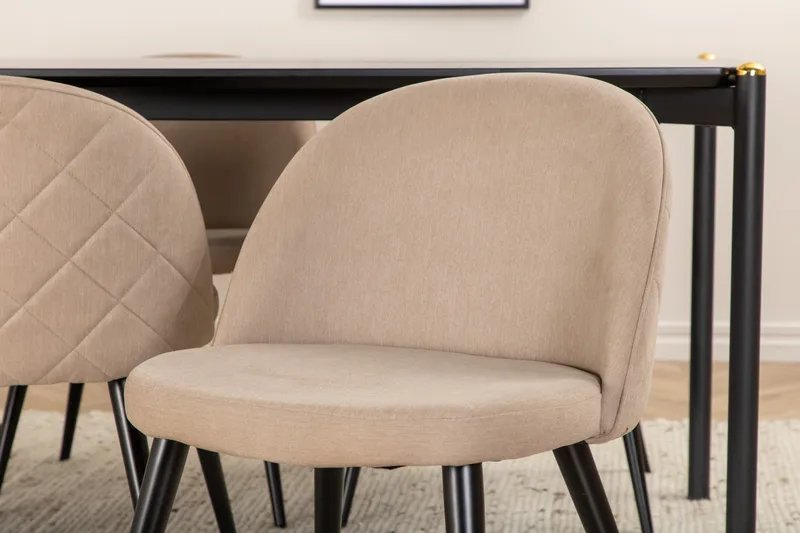 Pelle Spisegruppe 190 cm Rektangulær med 6 Velvet stole - Beige - Møbler - Borde - Spisebordssæt