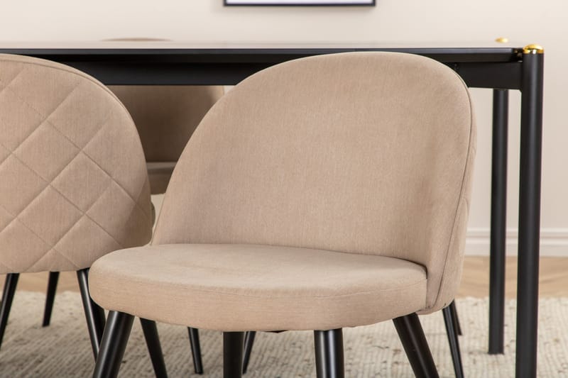 Pelle Spisegruppe 190 cm Rektangulær med 6 Velvet stole - Beige - Møbler - Borde - Spisebordssæt