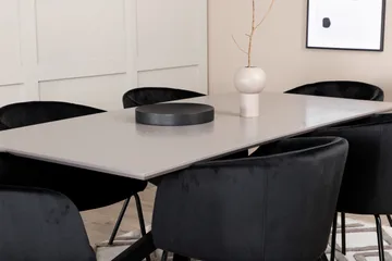Penny Spisebordssæt 190 cm inkl 6 Berita Stole - Grå/Sort - Møbler - Borde - Spisebordssæt