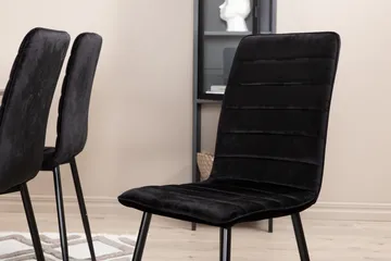 Penny spisebordssæt 190 cm inkl. 6 Robin fløjlsstole - Grå/Sort - Møbler - Borde - Spisebordssæt