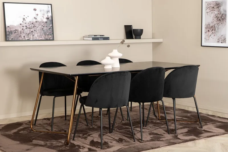 Petra spisebord 190 cm med 6 Wrinkles spisebordsstole
