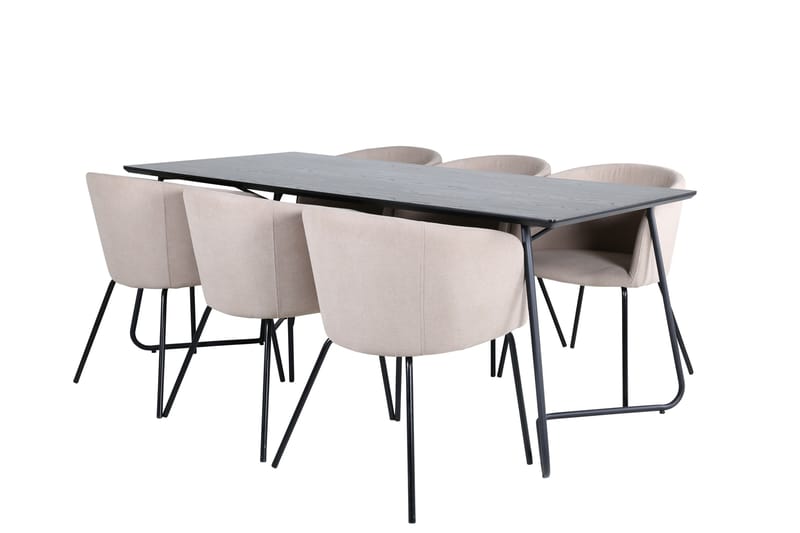 Petra Spisebordssæt 190 cm Rektangulær med 6 Berit Stole, Beige