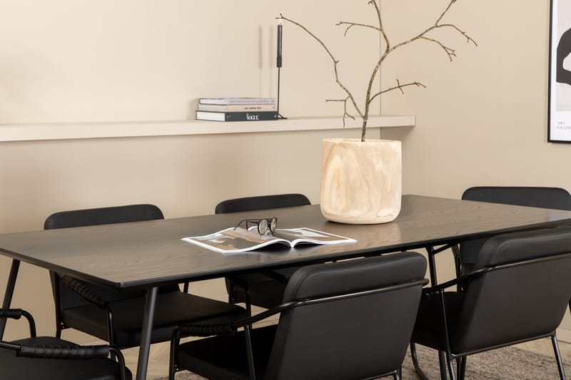 Petra Spisebordssæt 190 cm Rektangulær med 6 Tvista Stole - Svart - Møbler - Borde - Spisebordssæt