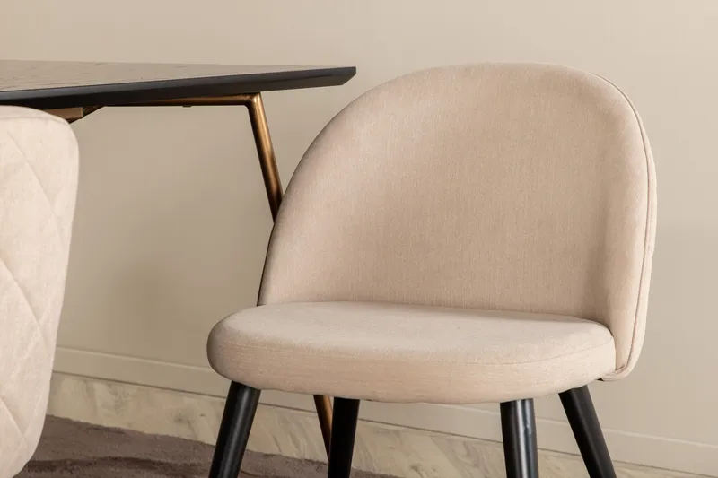 Petra Spisebordssæt 190 cm Rektangulær med 6 Velvet Stole - Beige - Møbler - Borde - Spisebordssæt