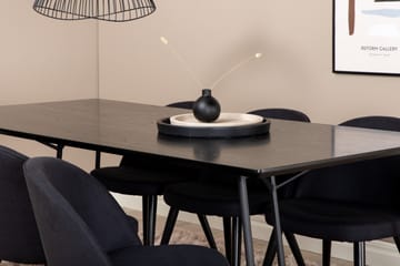 Petra Spisebordssæt 190 cm Rektangulær med 6 Velvet Stole - Svart - Møbler - Borde - Spisebordssæt