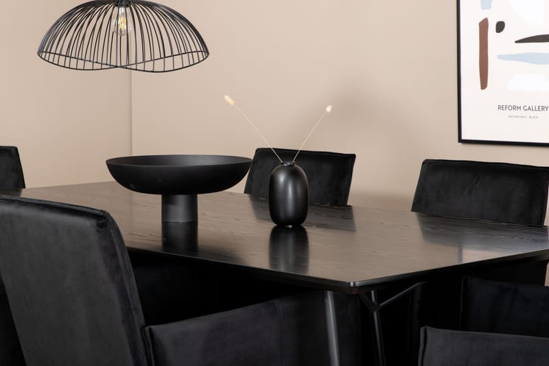 Petra Spisebordssæt 190 cm Rektangulær med 6 Petra Stole - Svart - Møbler - Borde - Spisebordssæt