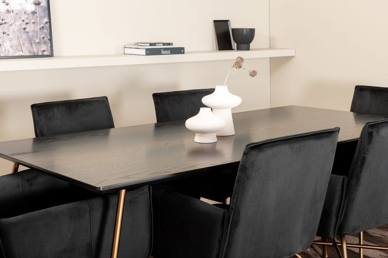 Petra Spisebordssæt 190 cm Rektangulær med 6 Petra Stole - Svart - Møbler - Borde - Spisebordssæt