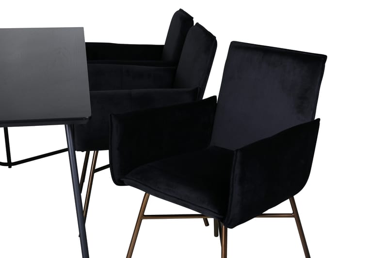 Petra Spisebordssæt 190 cm Rektangulær med 6 Petra Stole - Svart - Møbler - Borde - Spisebordssæt